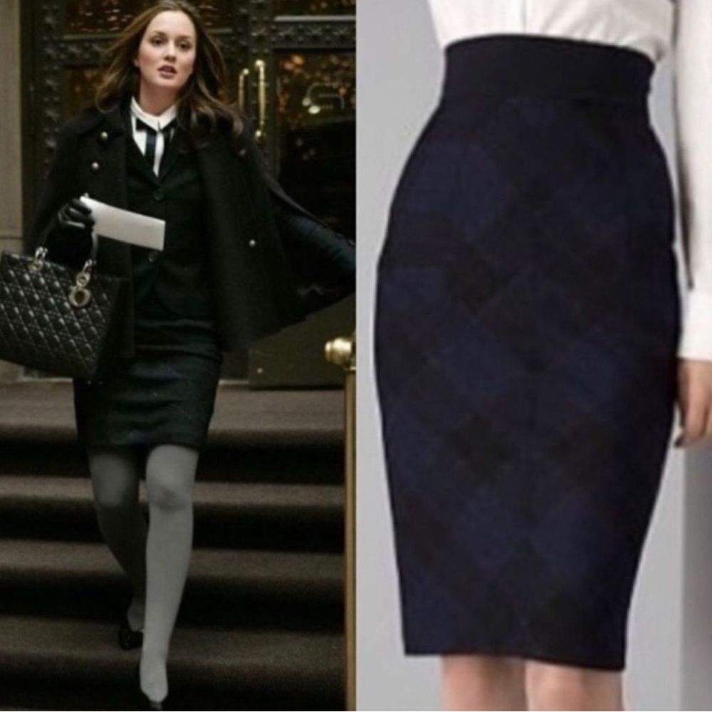 Diane Von Furstenberg Adame Metallic Pencil Skirt ASO Blair Waldorf size 2